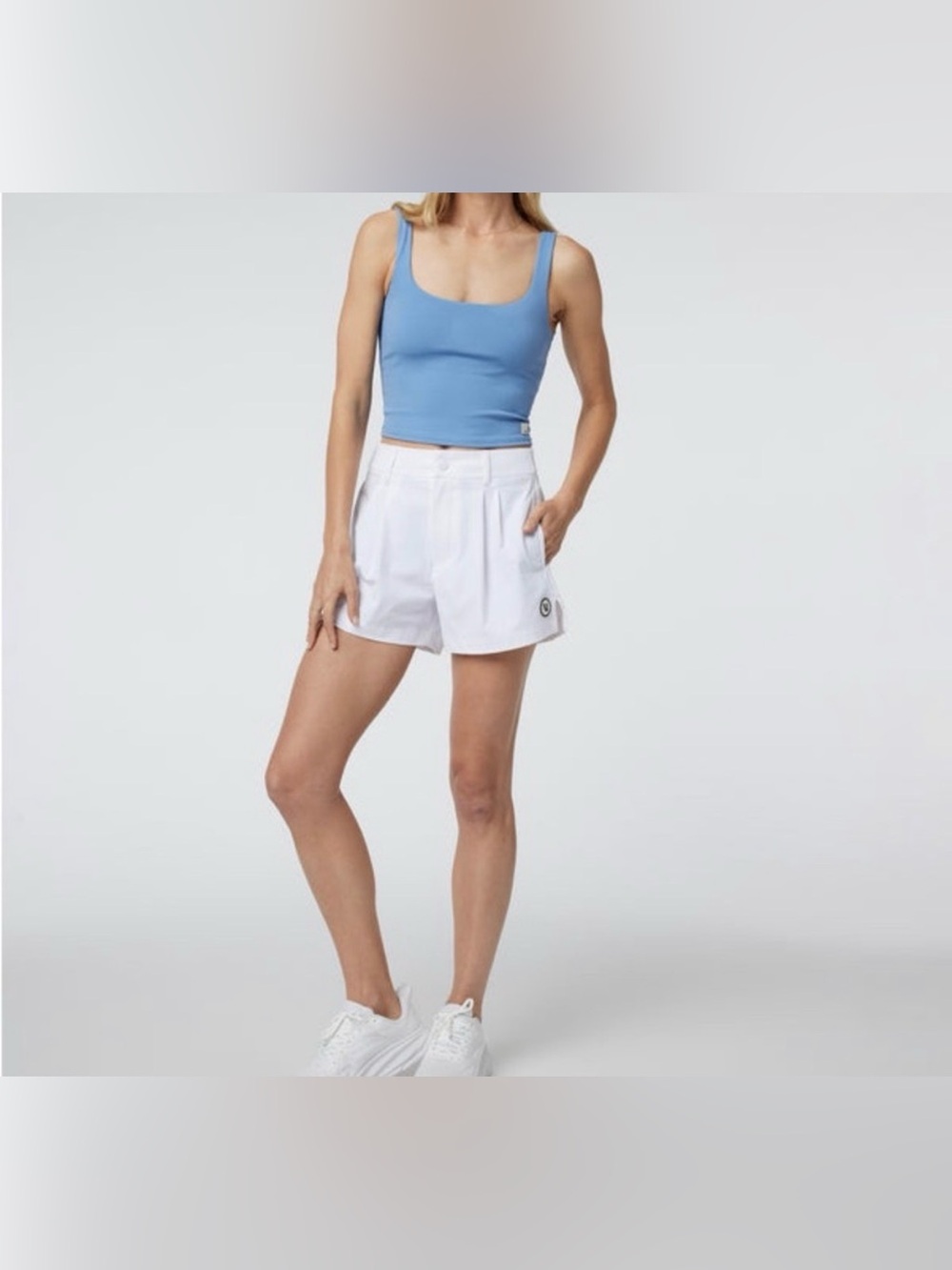 Vuori High Rise White Solar Shorts - Picture 1 of 6